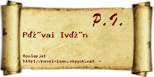 Pávai Iván névjegykártya